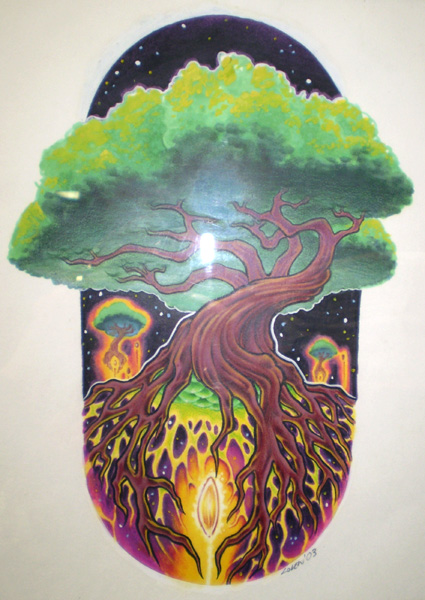 Eddie Loven - Space Trees - Guache, Marker and Pencil